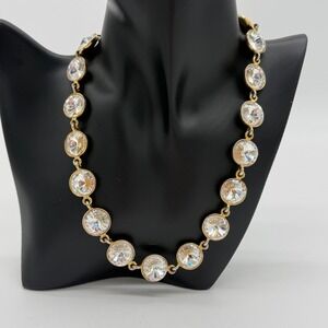 Park Lane Necklace Clear Rivoli Headlamp Stones Gold Tone Statement Signed